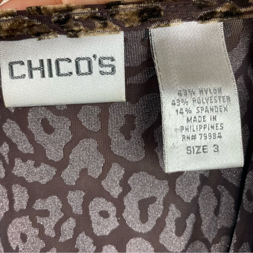 Chico's Brown Leopard Burnout Long Sleeve Semi Sheer Top 3 - Picture 7 of 8